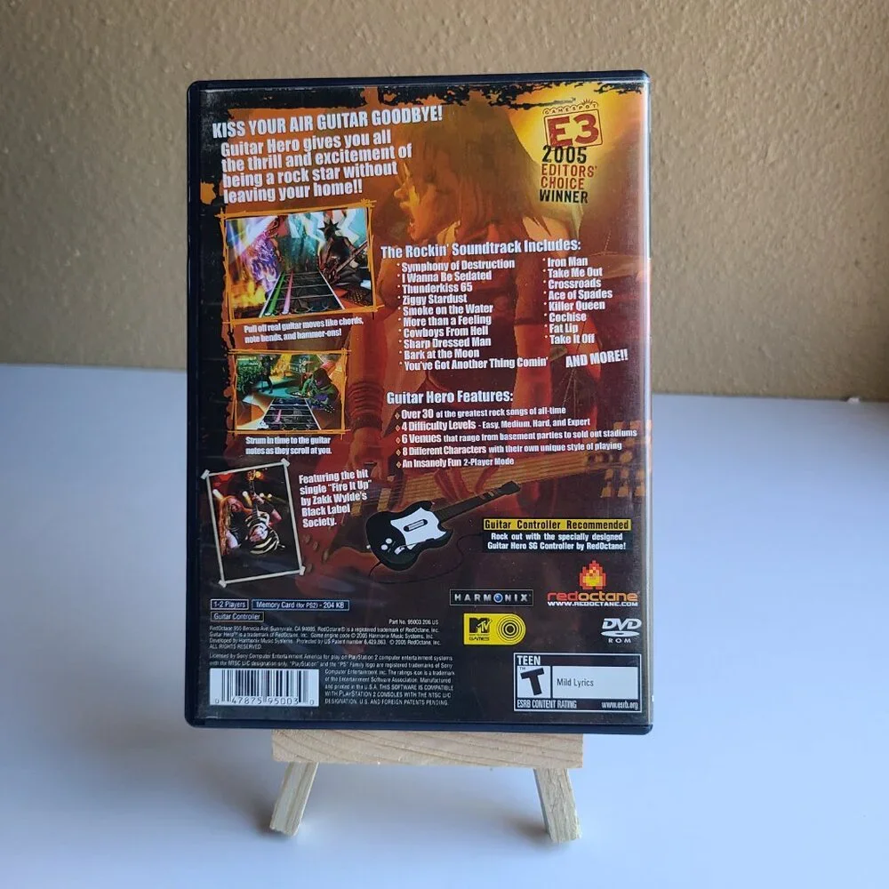 Playstation 2 PS2 Guitar Hero Game Rated T 2005 Red Octane Harmonix 1483